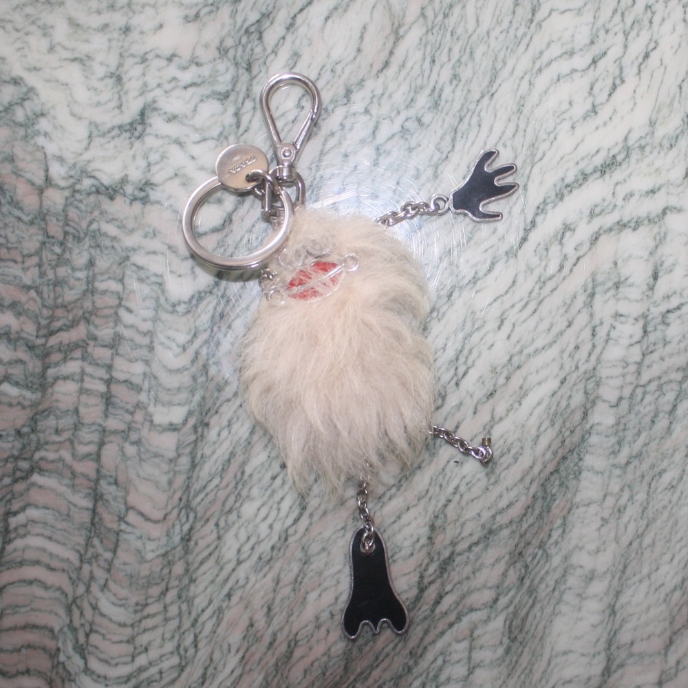 SOLD -Prada Keychain Furry Pink Monster